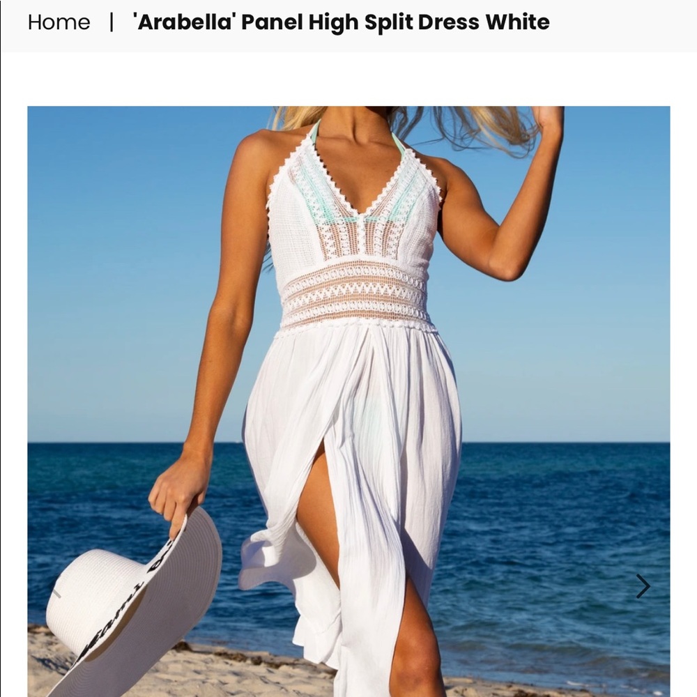 Women panel high split dress white. Size-Small